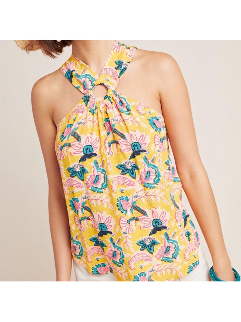 Maeve by Anthropologie Mica Floral Botanical Halter Top Sz 4